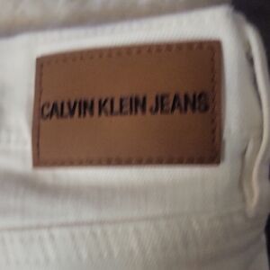 Calvin Klein Jeans Ivory Trousers with Brown Patch